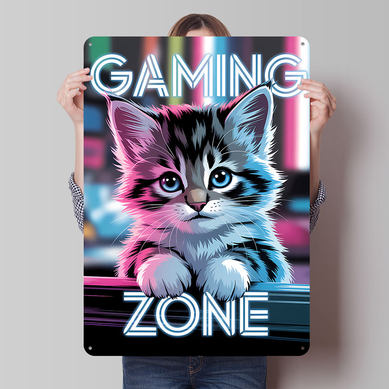 Retro Gaming Zone - Affiche imprimée « Gaming Zone Kitten