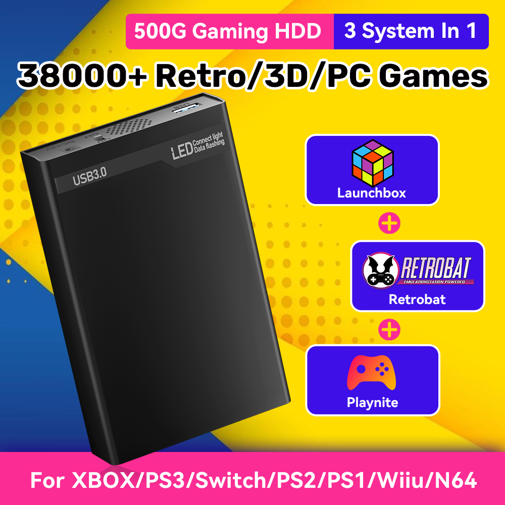 Retro Gaming Hard Drive - Mix500G disque dur de jeu Portable