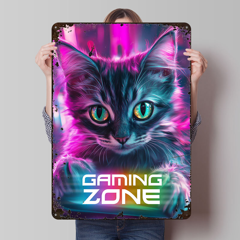 Retro Gaming Zone - Gamer Cat - Affiche imprimée Gaming