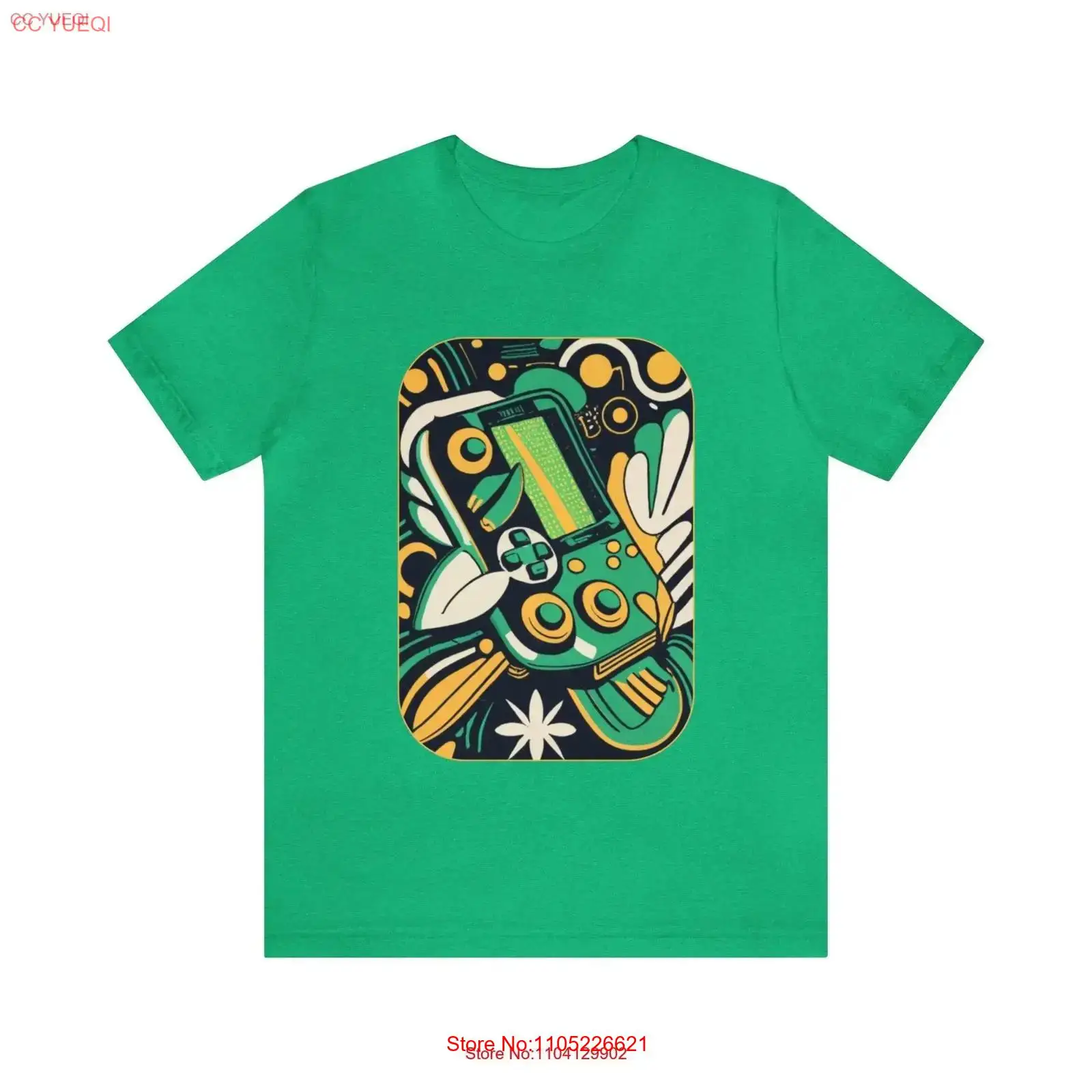 Retro Gaming Jersey - T-shirt vert feuillage rétro, contrôleur de
