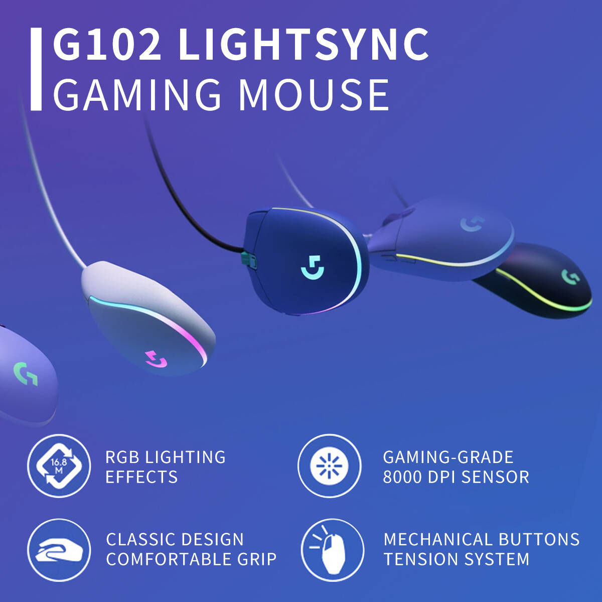 Souris de jeu Logitech G102 Pr - Logitech Mouse G203 avis et prix